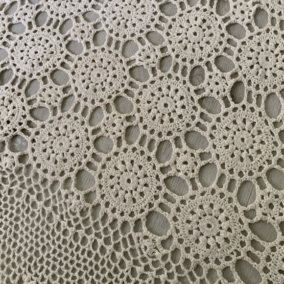 Vintage Hand Crochet Lace Bedspread Coverlet Afghan table cover blanket‎ cream - Picture 13 of 16